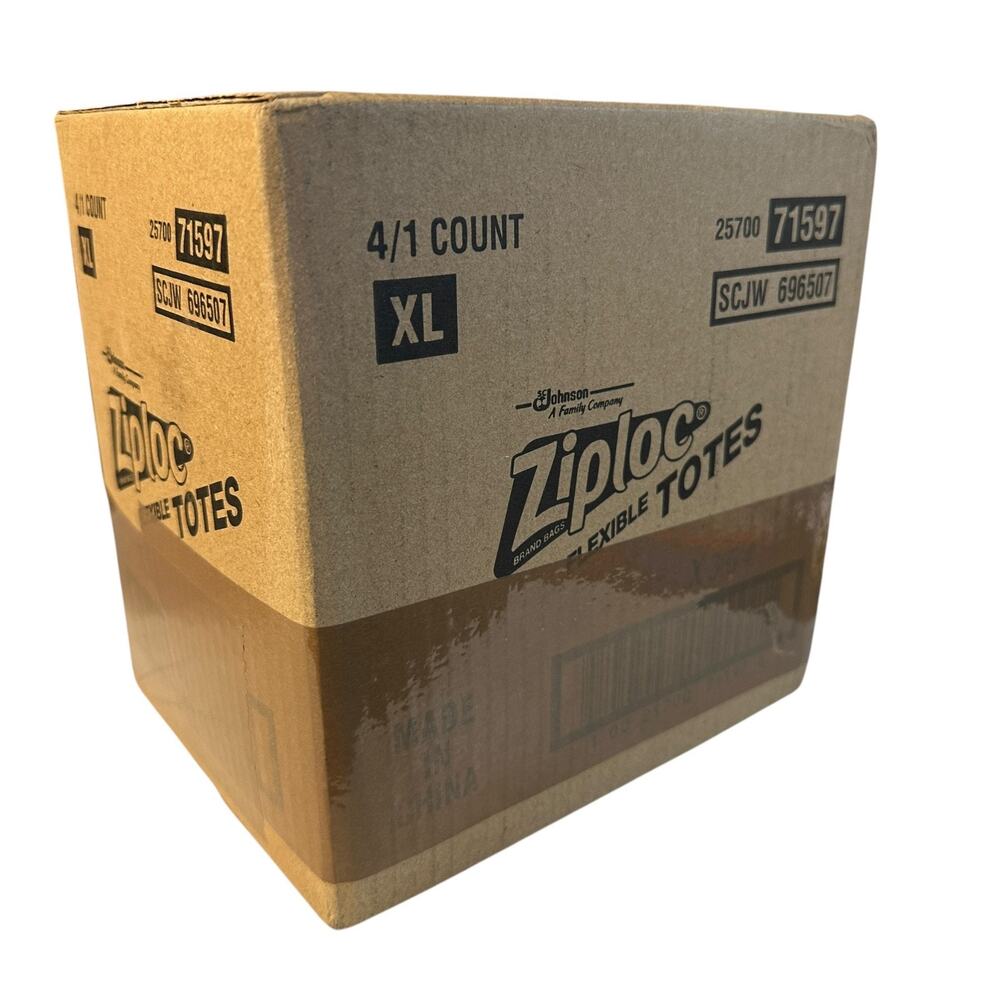 Lot of 4 Ziploc XL X-Large Flexible Storage Tote 10 Gallon Clear Plastic Sealed